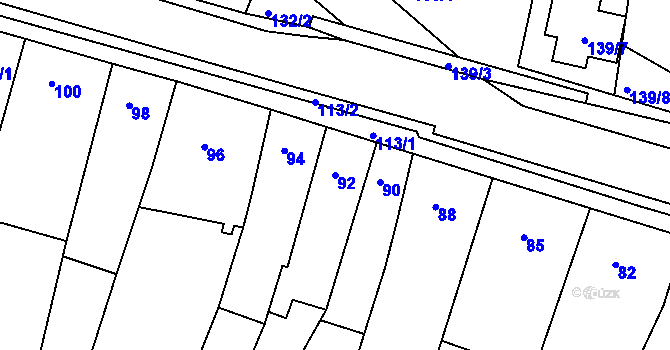 Parcela st. 92 v KÚ Blučina, Katastrální mapa