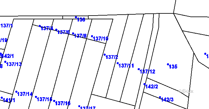 Parcela st. 137/2 v KÚ Blučina, Katastrální mapa