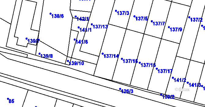 Parcela st. 137/14 v KÚ Blučina, Katastrální mapa