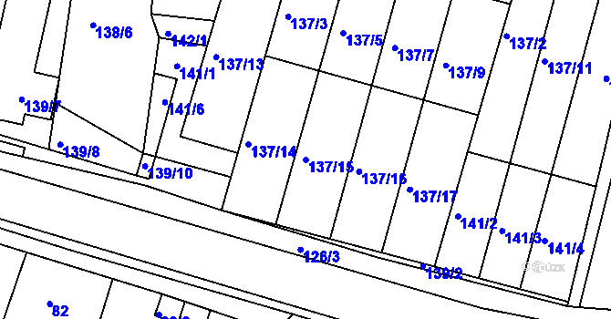 Parcela st. 137/15 v KÚ Blučina, Katastrální mapa