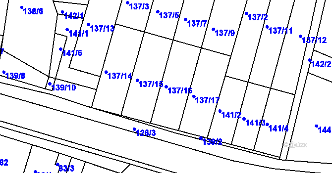 Parcela st. 137/16 v KÚ Blučina, Katastrální mapa