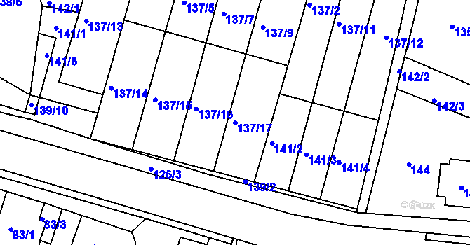 Parcela st. 137/17 v KÚ Blučina, Katastrální mapa