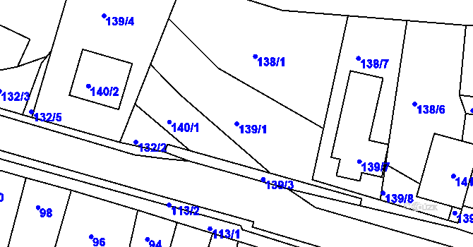 Parcela st. 139/1 v KÚ Blučina, Katastrální mapa