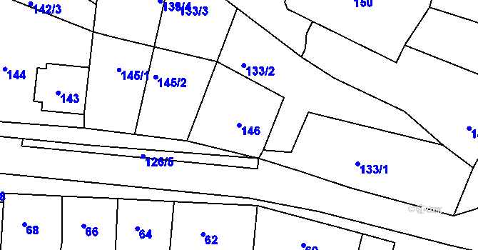 Parcela st. 146 v KÚ Blučina, Katastrální mapa