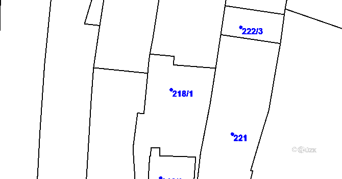Parcela st. 218/1 v KÚ Blučina, Katastrální mapa