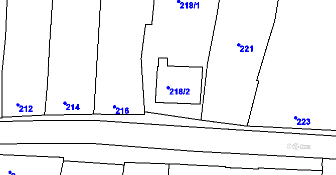 Parcela st. 218/2 v KÚ Blučina, Katastrální mapa