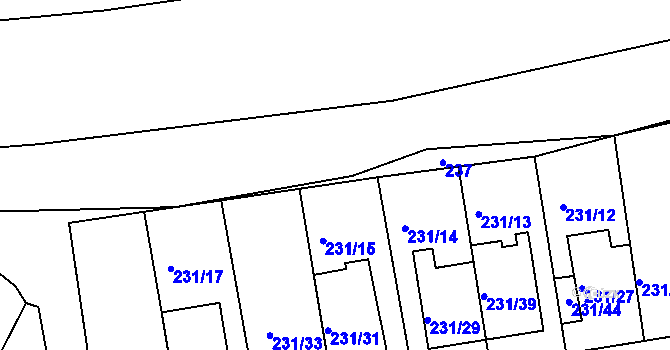 Parcela st. 238 v KÚ Blučina, Katastrální mapa
