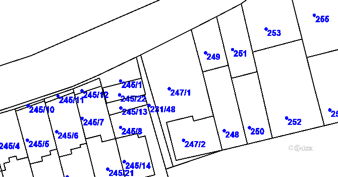 Parcela st. 247/1 v KÚ Blučina, Katastrální mapa