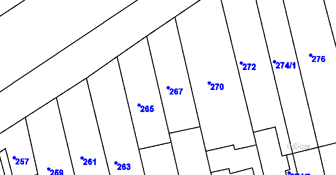 Parcela st. 267 v KÚ Blučina, Katastrální mapa