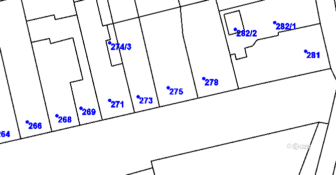 Parcela st. 275 v KÚ Blučina, Katastrální mapa