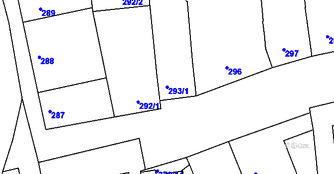 Parcela st. 293/1 v KÚ Blučina, Katastrální mapa