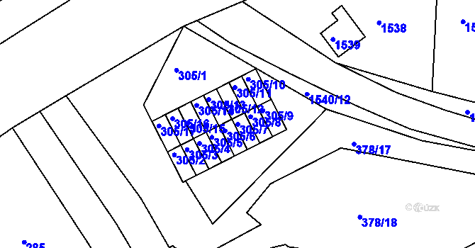 Parcela st. 305/7 v KÚ Blučina, Katastrální mapa