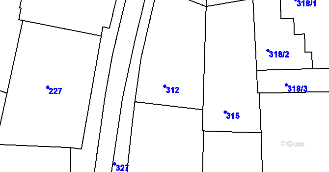 Parcela st. 312 v KÚ Blučina, Katastrální mapa