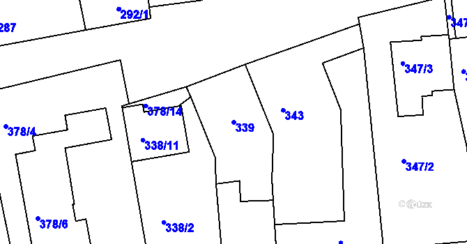 Parcela st. 339 v KÚ Blučina, Katastrální mapa