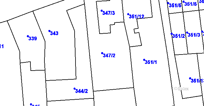 Parcela st. 347/2 v KÚ Blučina, Katastrální mapa