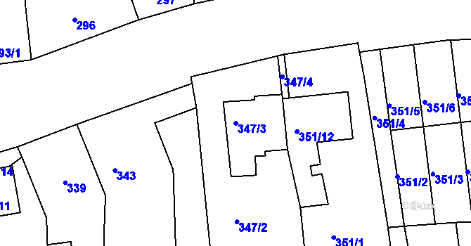 Parcela st. 347/3 v KÚ Blučina, Katastrální mapa
