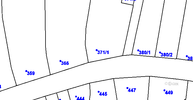 Parcela st. 371/1 v KÚ Blučina, Katastrální mapa