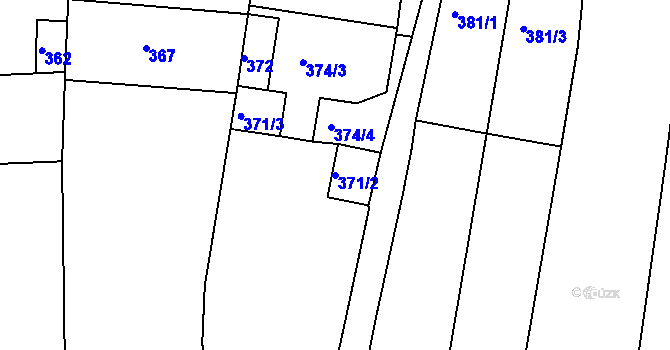Parcela st. 371/2 v KÚ Blučina, Katastrální mapa