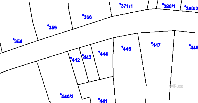 Parcela st. 444 v KÚ Blučina, Katastrální mapa