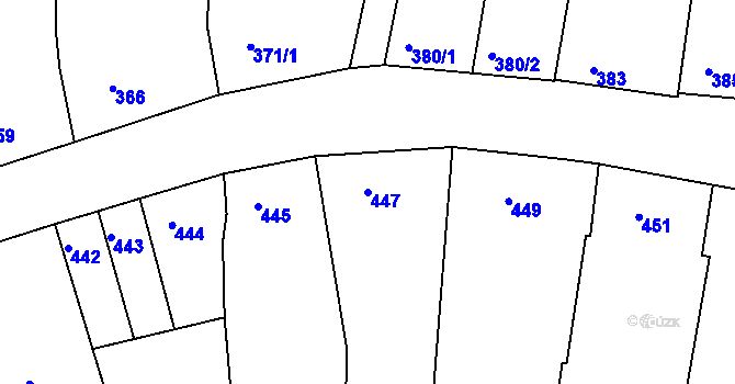 Parcela st. 447 v KÚ Blučina, Katastrální mapa