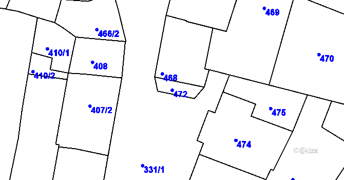Parcela st. 472 v KÚ Blučina, Katastrální mapa