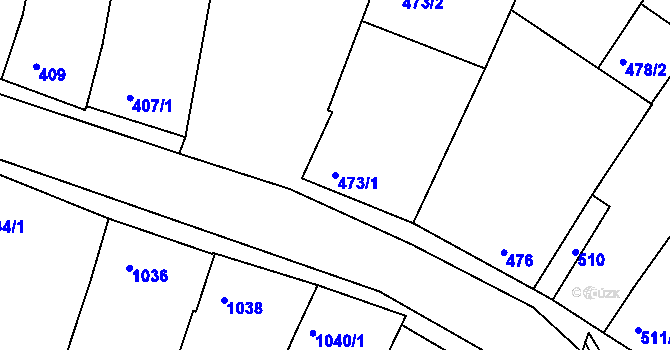Parcela st. 473/1 v KÚ Blučina, Katastrální mapa