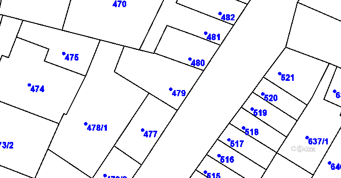 Parcela st. 479 v KÚ Blučina, Katastrální mapa