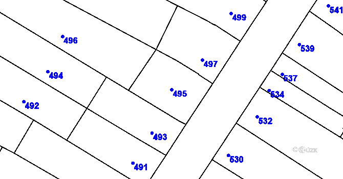 Parcela st. 495 v KÚ Blučina, Katastrální mapa