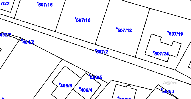 Parcela st. 507/2 v KÚ Blučina, Katastrální mapa