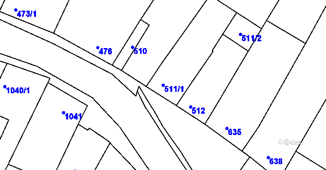 Parcela st. 511/1 v KÚ Blučina, Katastrální mapa