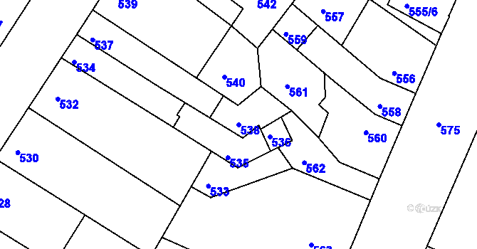 Parcela st. 538 v KÚ Blučina, Katastrální mapa