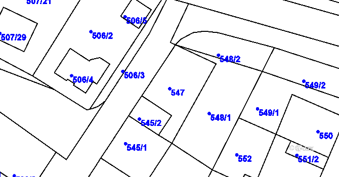 Parcela st. 547 v KÚ Blučina, Katastrální mapa