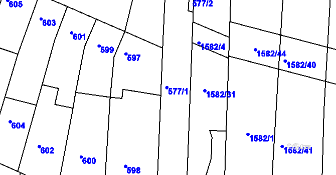Parcela st. 577 v KÚ Blučina, Katastrální mapa