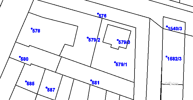 Parcela st. 579 v KÚ Blučina, Katastrální mapa