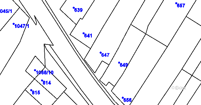 Parcela st. 647 v KÚ Blučina, Katastrální mapa