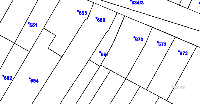 Parcela st. 661 v KÚ Blučina, Katastrální mapa