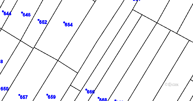Parcela st. 662 v KÚ Blučina, Katastrální mapa