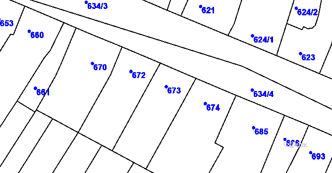 Parcela st. 673 v KÚ Blučina, Katastrální mapa
