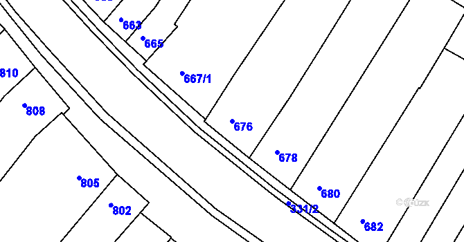 Parcela st. 676 v KÚ Blučina, Katastrální mapa