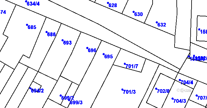 Parcela st. 695 v KÚ Blučina, Katastrální mapa