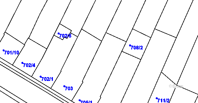 Parcela st. 705/2 v KÚ Blučina, Katastrální mapa