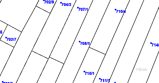 Parcela st. 708/1 v KÚ Blučina, Katastrální mapa