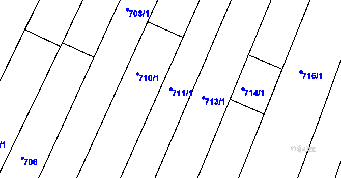 Parcela st. 711/1 v KÚ Blučina, Katastrální mapa