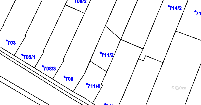 Parcela st. 711/2 v KÚ Blučina, Katastrální mapa