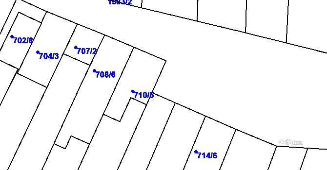 Parcela st. 711/3 v KÚ Blučina, Katastrální mapa