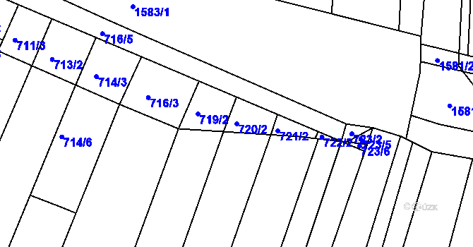Parcela st. 720/2 v KÚ Blučina, Katastrální mapa