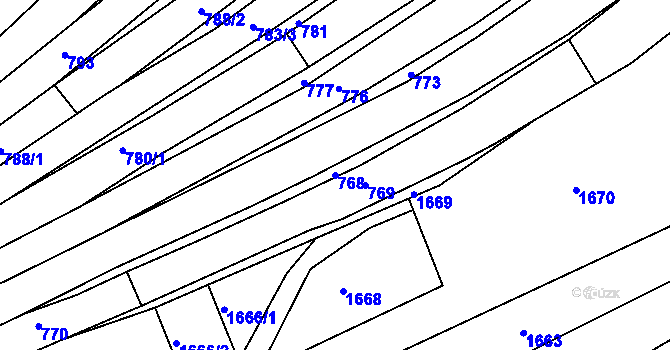 Parcela st. 768 v KÚ Blučina, Katastrální mapa