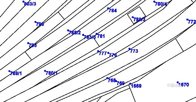 Parcela st. 777 v KÚ Blučina, Katastrální mapa
