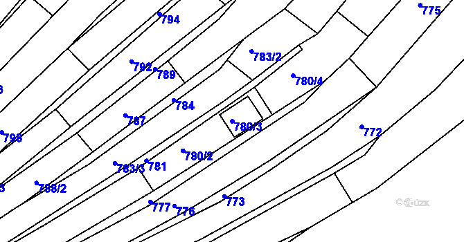 Parcela st. 780/3 v KÚ Blučina, Katastrální mapa