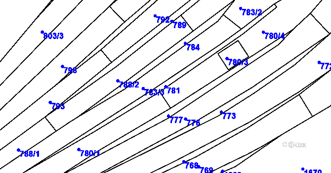 Parcela st. 781 v KÚ Blučina, Katastrální mapa